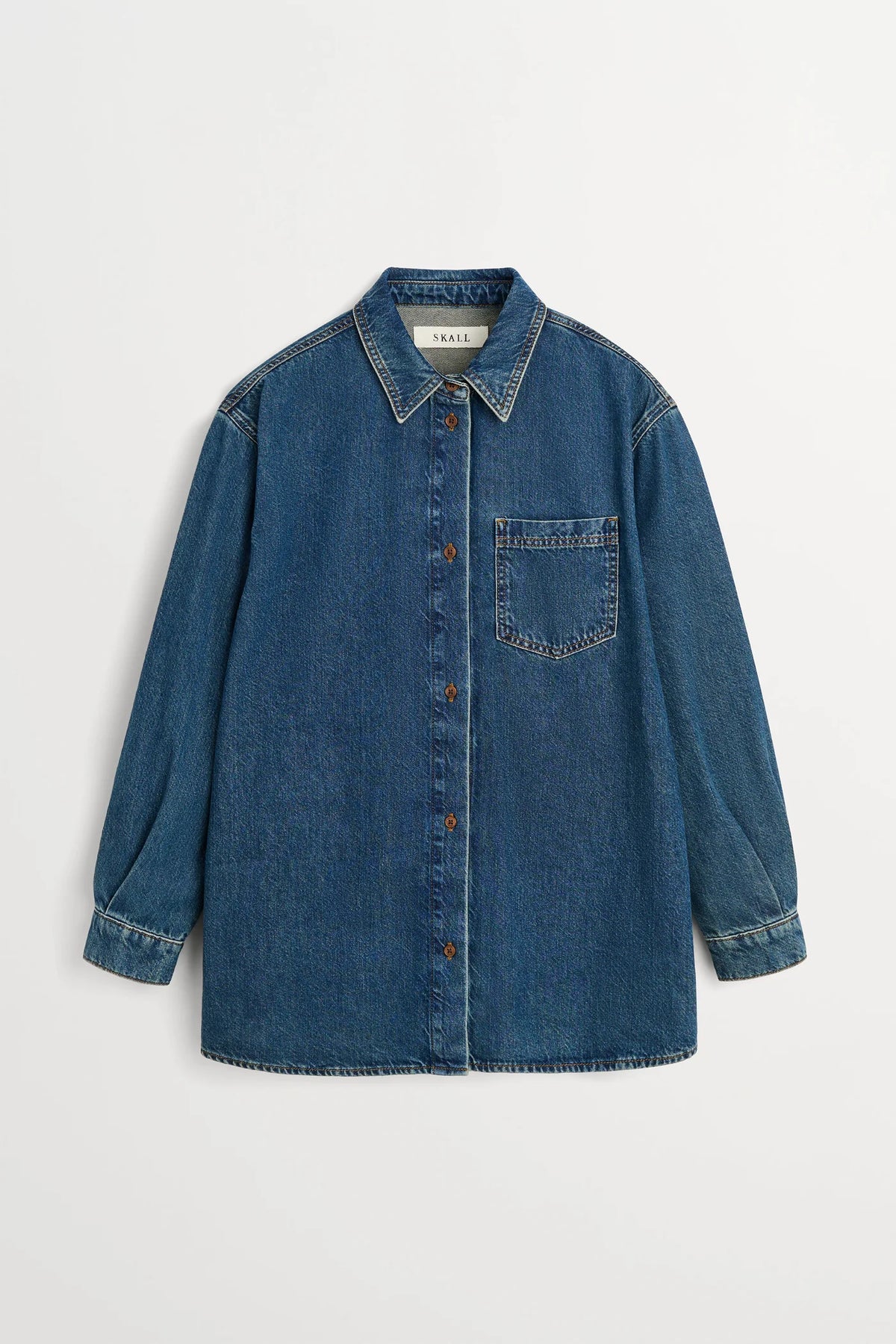 Skall Edgar Denim Shirt in Washed Dark Blue