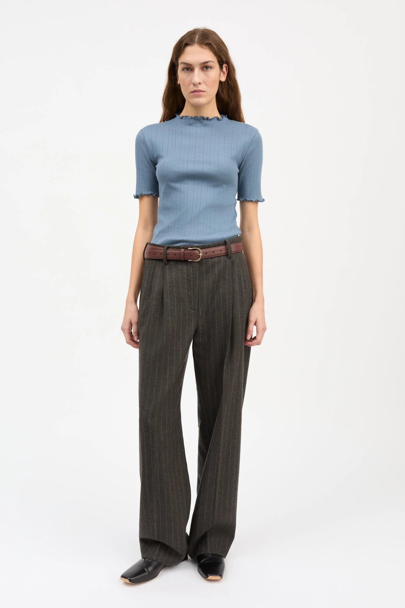 Skall Edie T Neck Tee in Faded Blue
