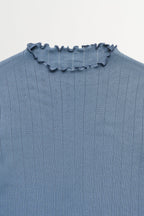 Skall Edie T Neck Tee in Faded Blue