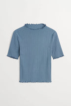 Skall Edie T Neck Tee in Faded Blue