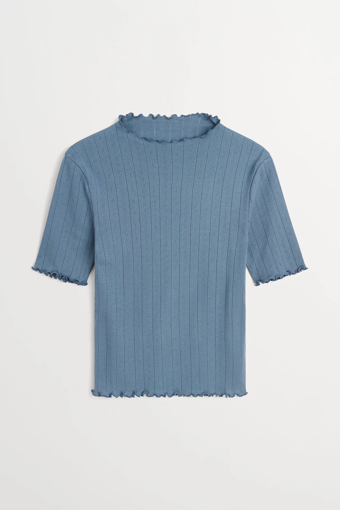 Skall Edie T Neck Tee in Faded Blue