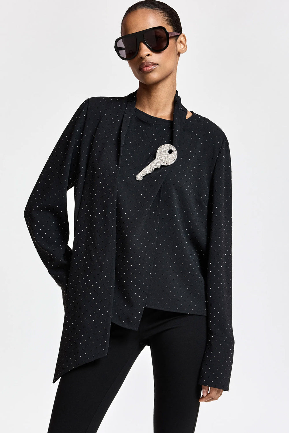 Essentiel Antwerp Kalanchoe Top With Scarf in Black