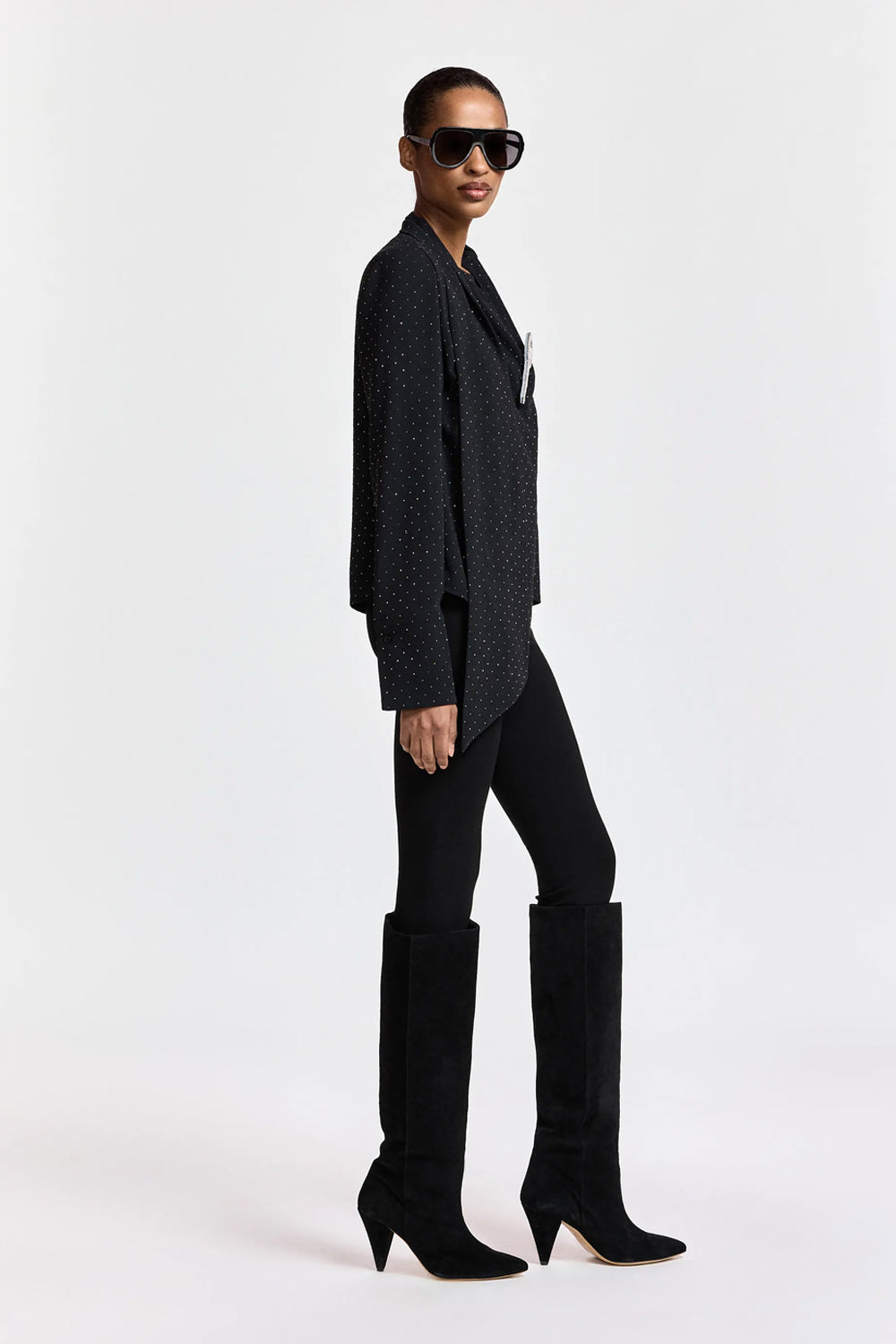 Essentiel Antwerp Kalanchoe Top With Scarf in Black