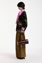 Essentiel Antwerp Kamoo Camouflage Knit Cardigan in Khaki and Brown