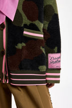 Essentiel Antwerp Kamoo Camouflage Knit Cardigan in Khaki and Brown