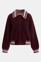Essentiel Antwerp Kamore Knit Jacket with Collar in Blue/Brown/Burgundy
