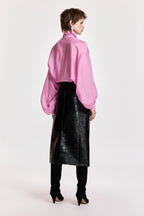 Essentiel Antwerp Karismatic Pussy Bow Tie Top in Millenial Pink
