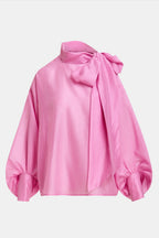 Essentiel Antwerp Karismatic Pussy Bow Tie Top in Millenial Pink