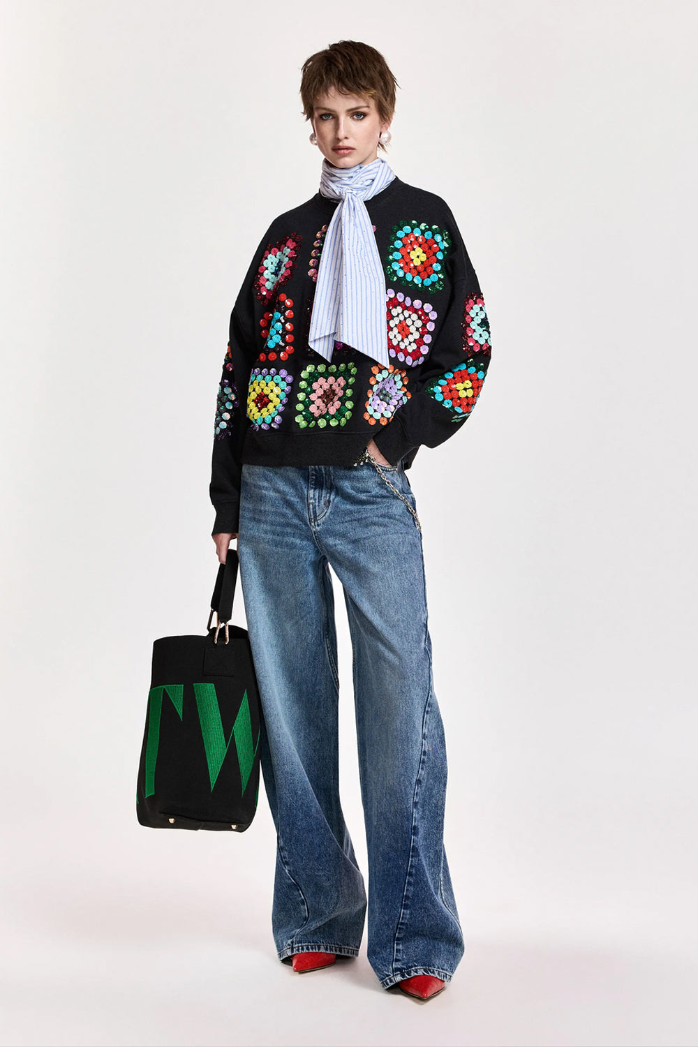 Essentiel Antwerp Karnaval Sweatshirt In Multi Sequin