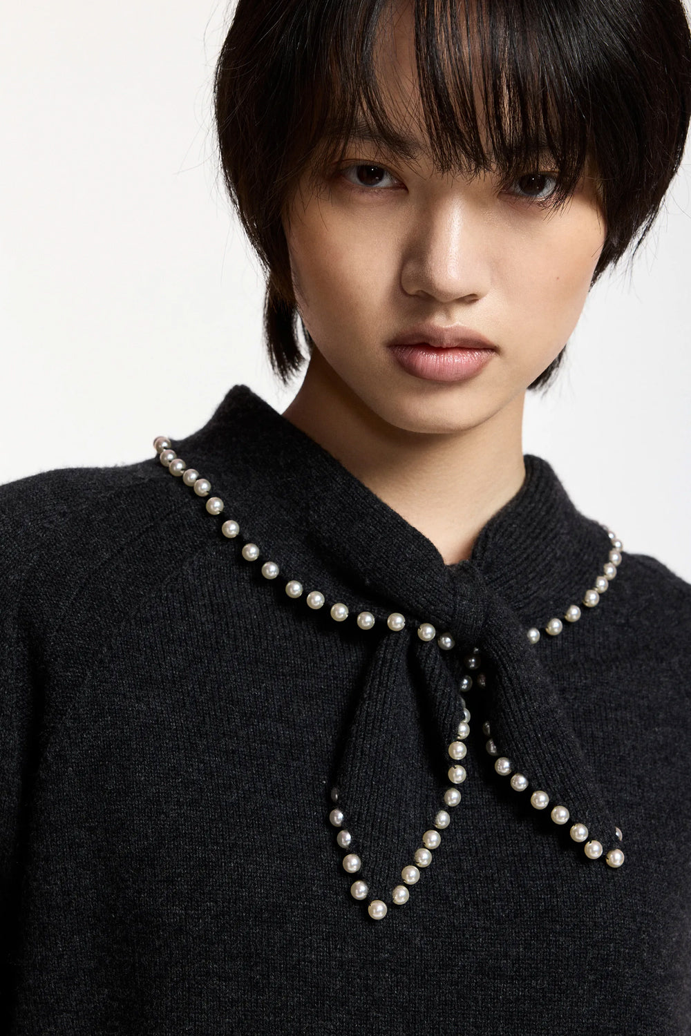 Essentiel Antwerp Kasa Pullover with Beads in Steel Pulse