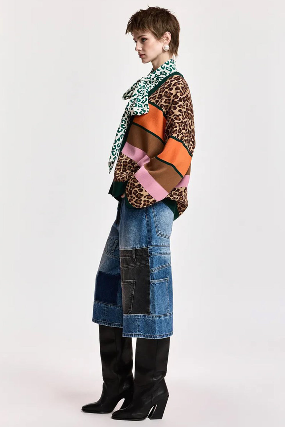Essentiel Antwerp Kaudi Cardigan in Striped Knit