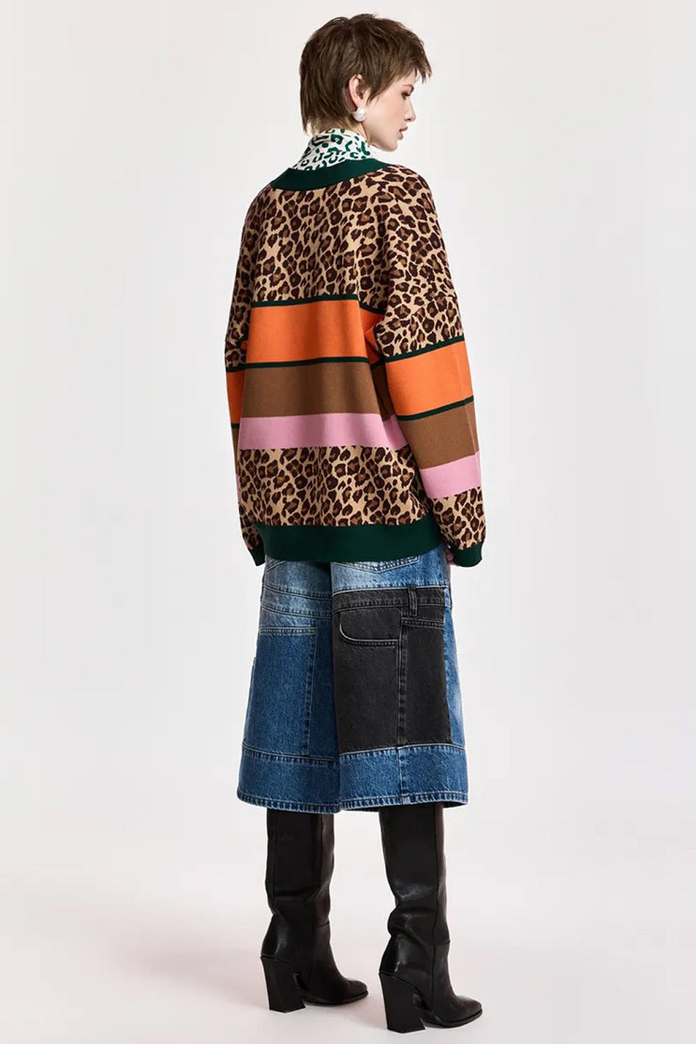 Essentiel Antwerp Kaudi Cardigan in Striped Knit