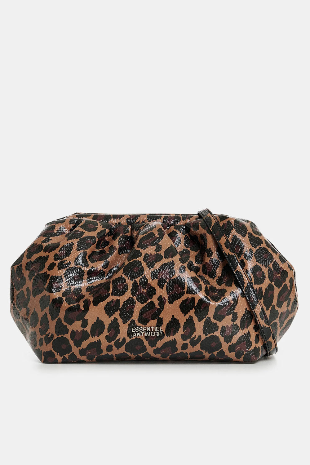 Essentiel Antwerp Kennie Brown and Black Leopard Print Convertible Clutch Bag