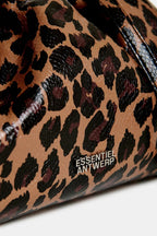 Essentiel Antwerp Kennie Brown and Black Leopard Print Convertible Clutch Bag