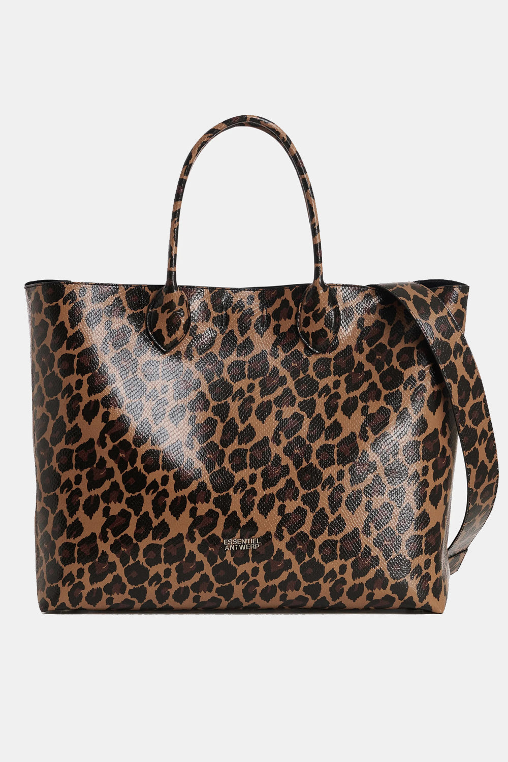 Essentiel Antwerp Konstantin Brown and Black Leopard Print Shopper Bag