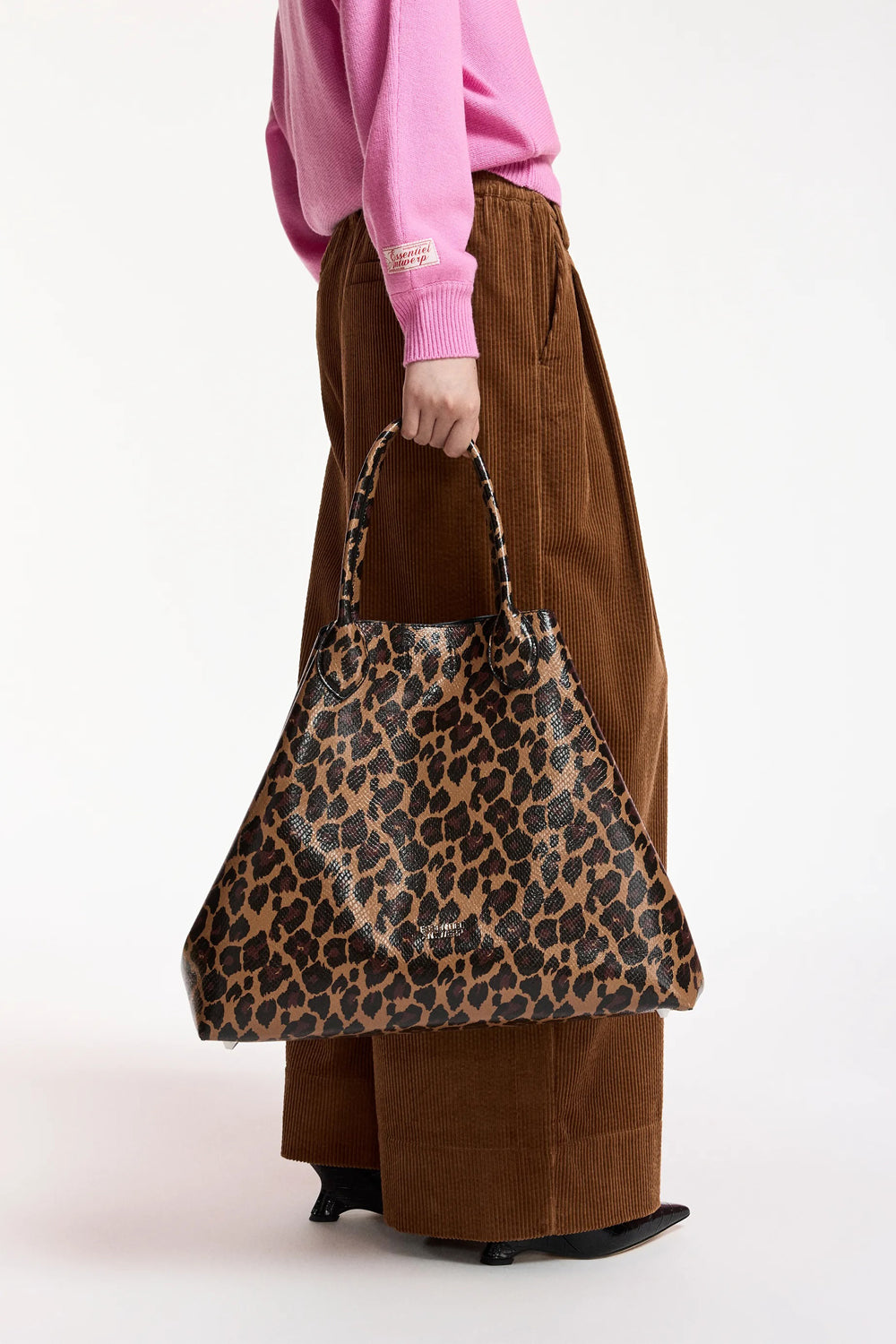 Essentiel Antwerp Konstantin Brown and Black Leopard Print Shopper Bag