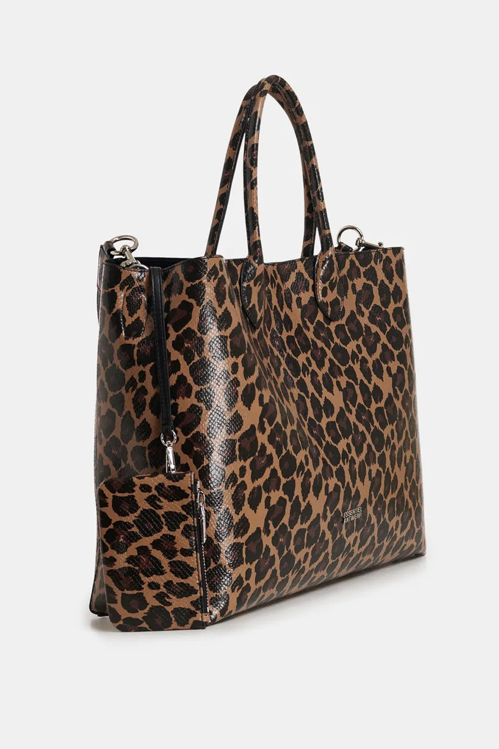 Essentiel Antwerp Konstantin Brown and Black Leopard Print Shopper Bag