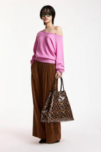 Essentiel Antwerp Konstantin Brown and Black Leopard Print Shopper Bag