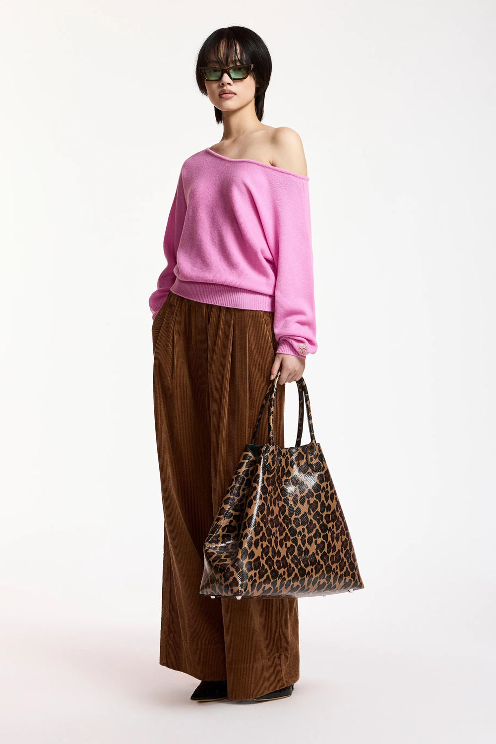 Essentiel Antwerp Konstantin Brown and Black Leopard Print Shopper Bag