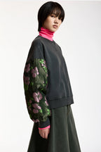 Essentiel Antwerp Kueer Jacquard Sleeve Sweatshirt in Charcoal Chic