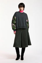 Essentiel Antwerp Kueer Jacquard Sleeve Sweatshirt in Charcoal Chic