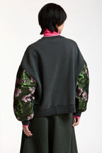 Essentiel Antwerp Kueer Jacquard Sleeve Sweatshirt in Charcoal Chic