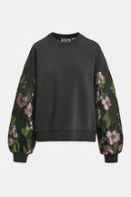 Essentiel Antwerp Kueer Jacquard Sleeve Sweatshirt in Charcoal Chic