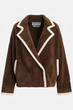 Essentiel Antwerp Kugar Brown Cardigan with White Contrast Trim