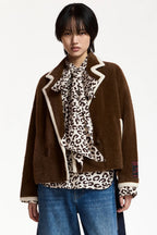 Essentiel Antwerp Kugar Brown Cardigan with White Contrast Trim