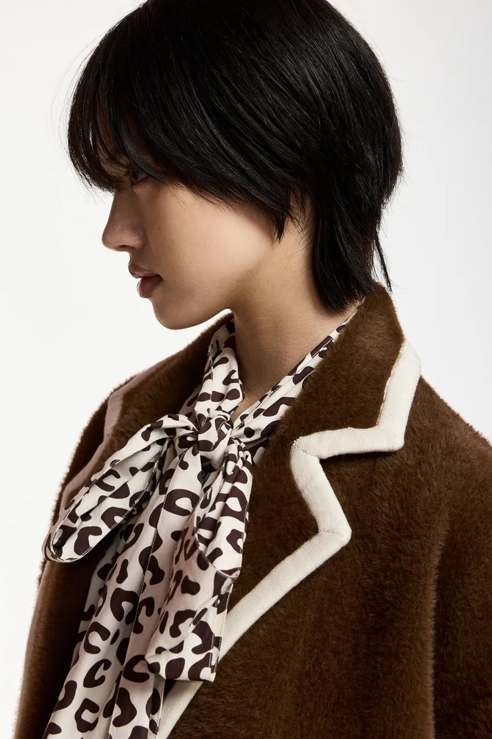 Essentiel Antwerp Kugar Brown Cardigan with White Contrast Trim