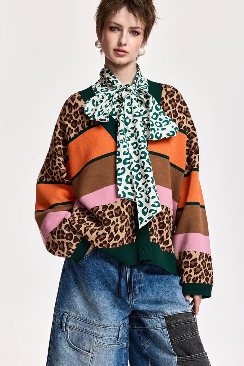 Essentiel Antwerp Kaudi Cardigan in Striped Knit