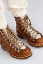 Grenson Nanette Calf Leather Shearling Hiker Boot - Natural