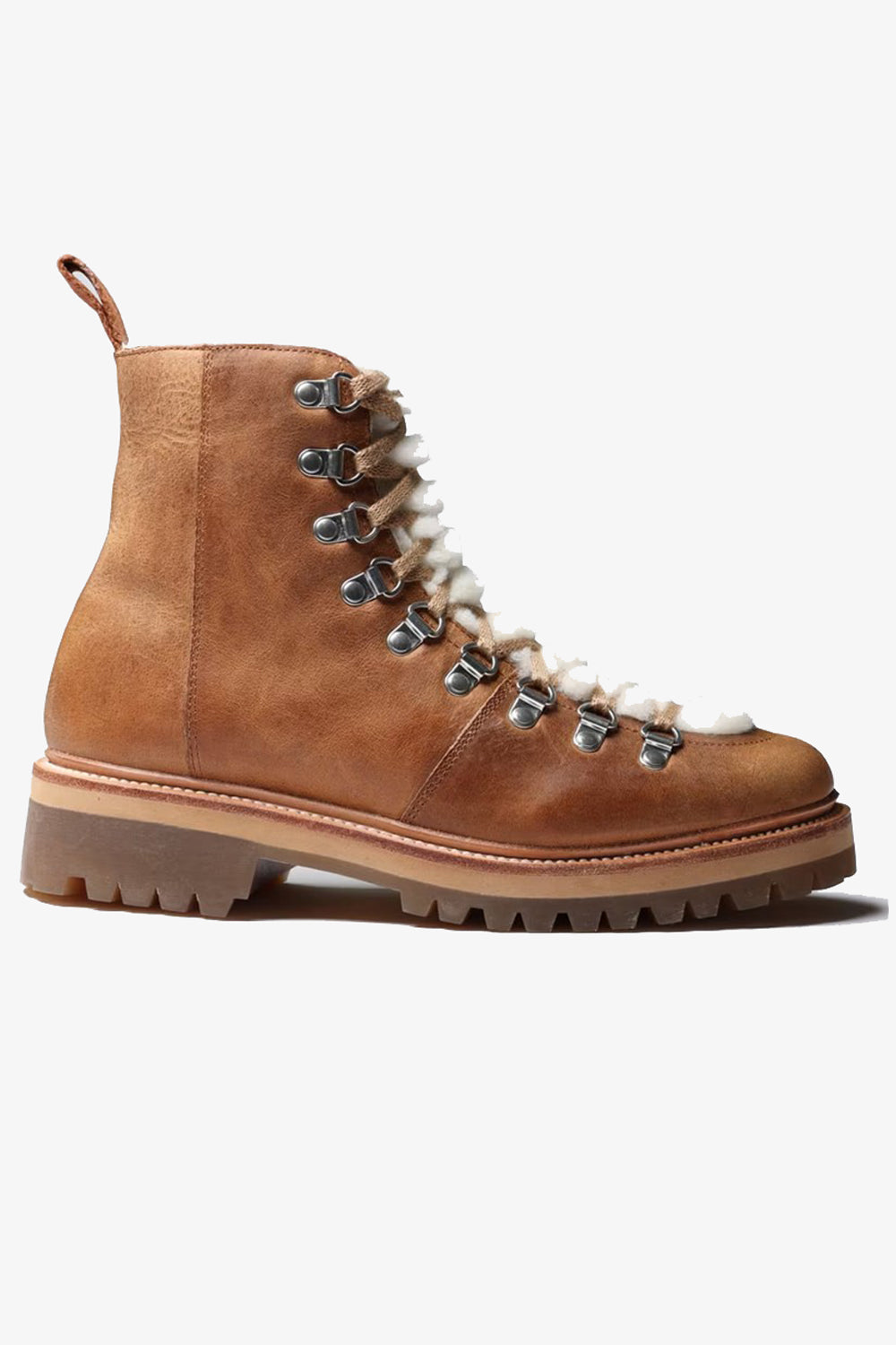 Grenson Nanette Calf Leather Shearling Hiker Boot - Natural