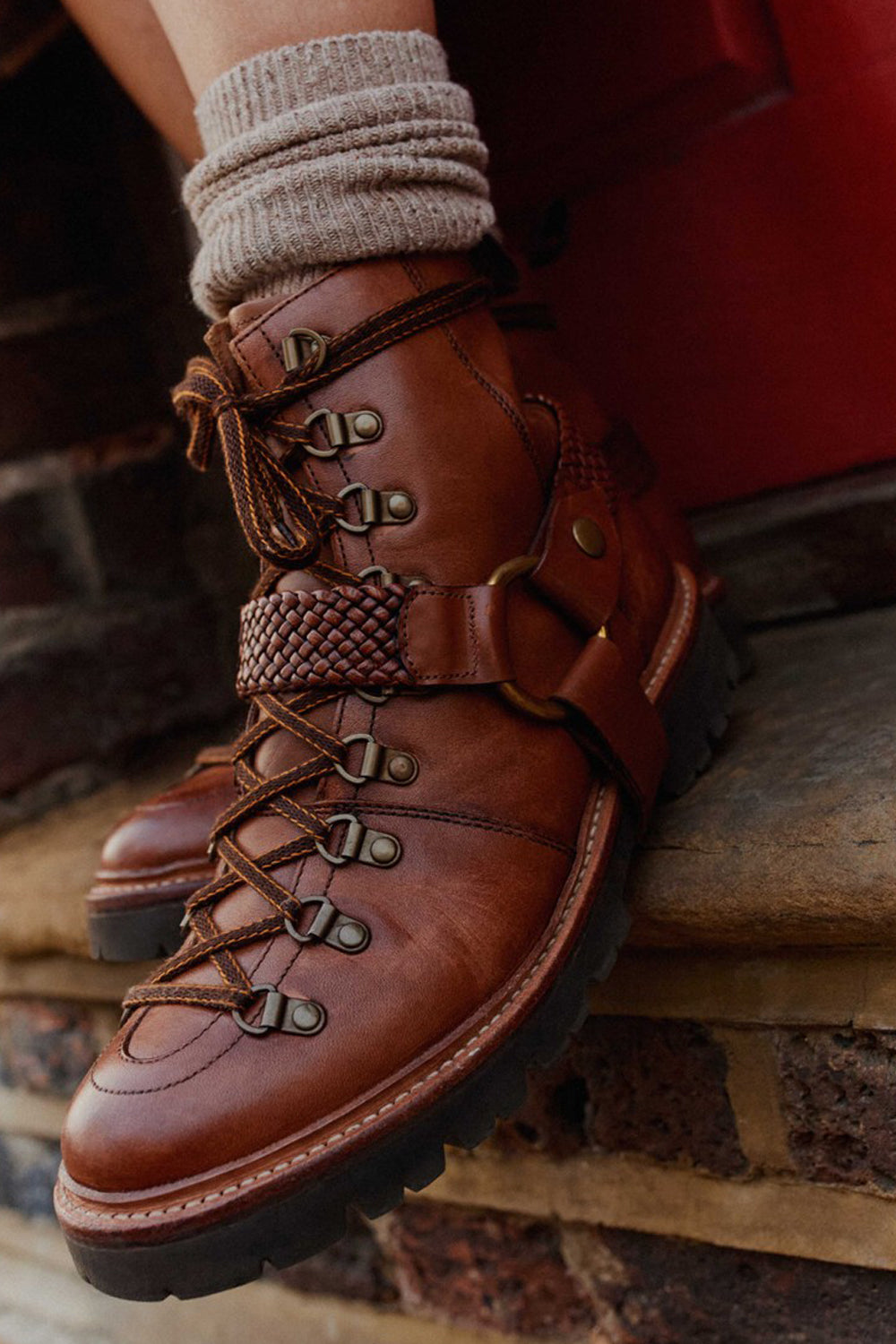 Grenson x Holly Willoughby Nanette Handpainted Hiker Boot - Tan