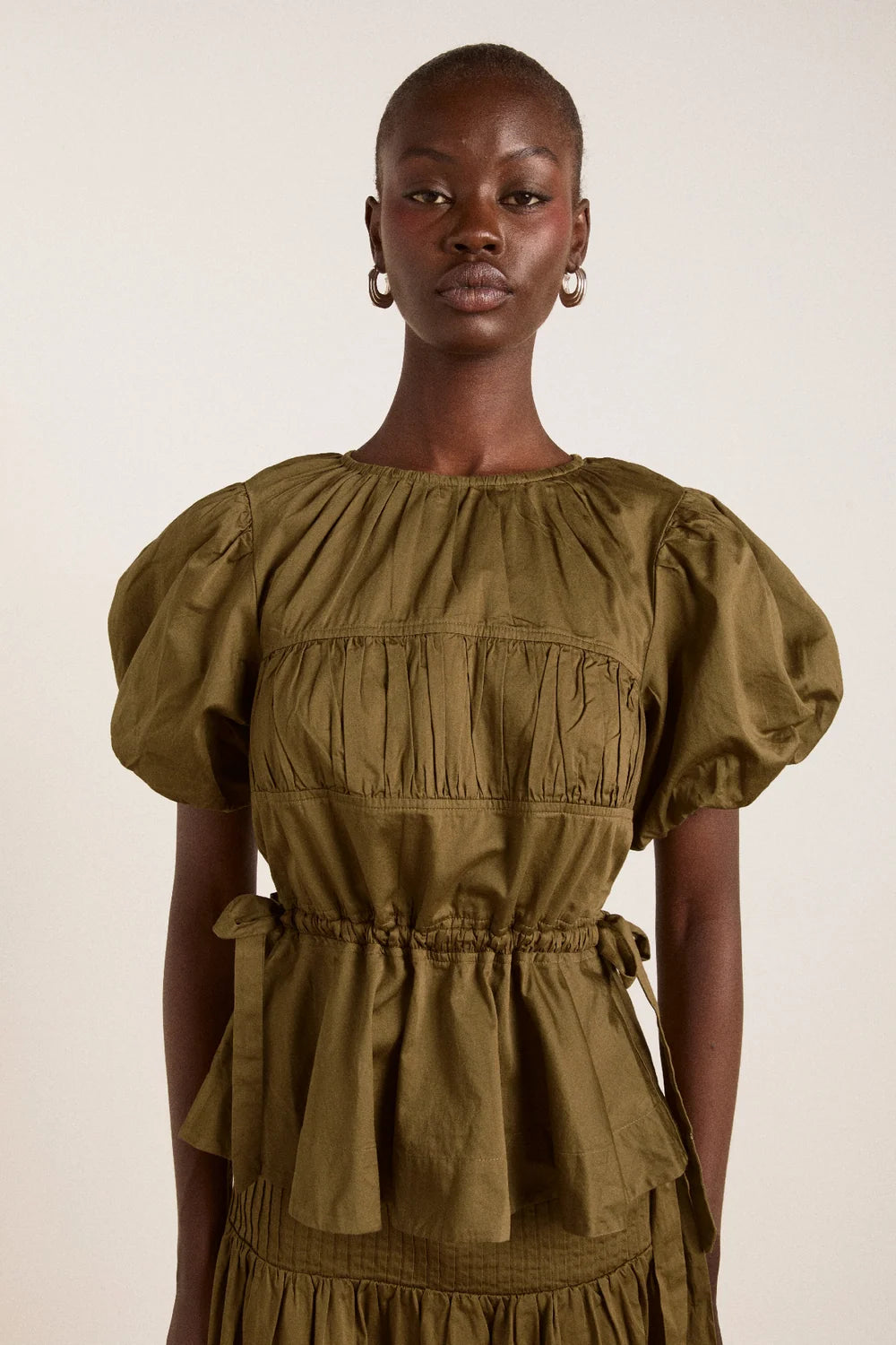 Damson Madder Hadley Blouse in Olive Satin