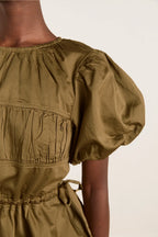 Damson Madder Hadley Blouse in Olive Satin
