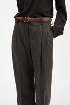 Skall Studio Harry Trousers in Brown/Black Pinstripe