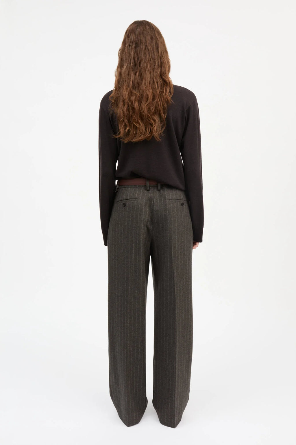 Skall Studio Harry Trousers in Brown/Black Pinstripe