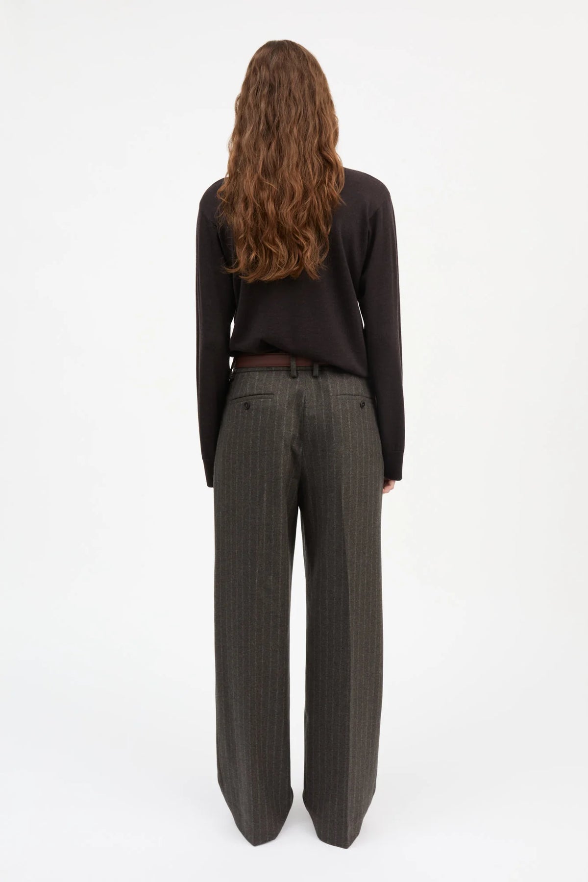Skall Studio Harry Trousers in Brown/Black Pinstripe