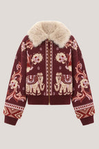 Hayley Menzies Nandita Bomber in Burgundy