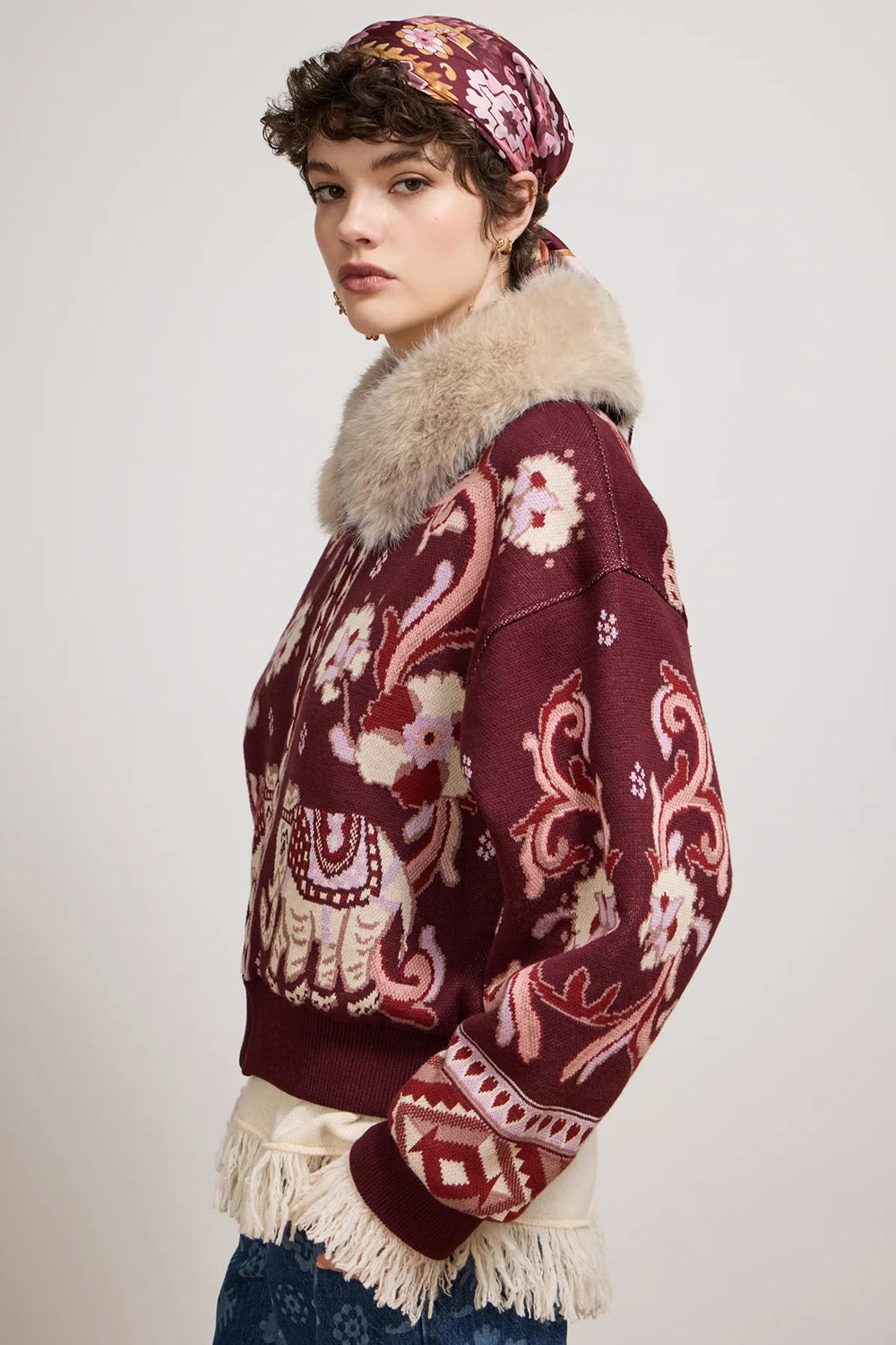 Hayley Menzies Nandita Bomber in Burgundy