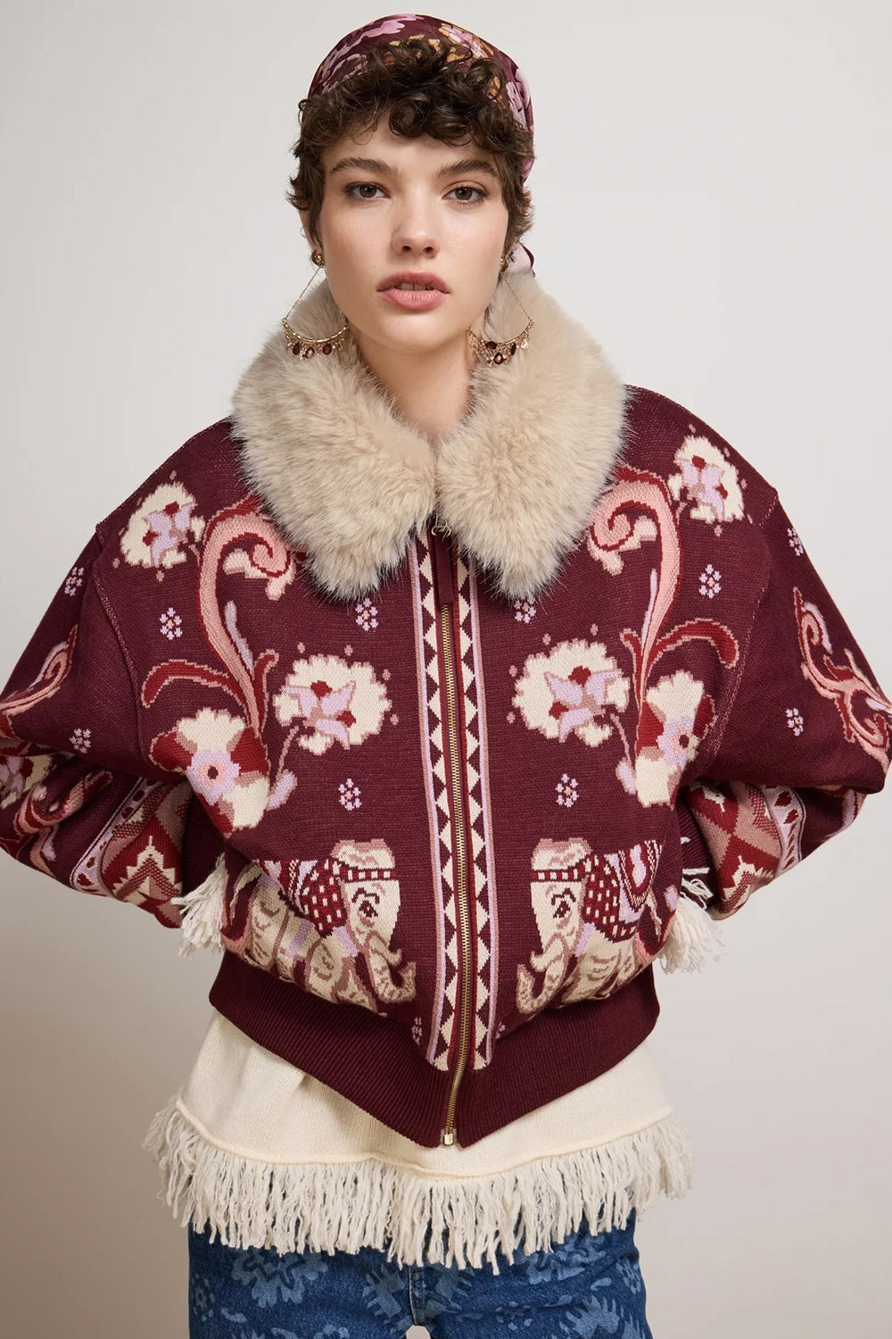Hayley Menzies Nandita Bomber in Burgundy