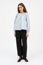 Skall Karlie Blouse in Light Blue/White