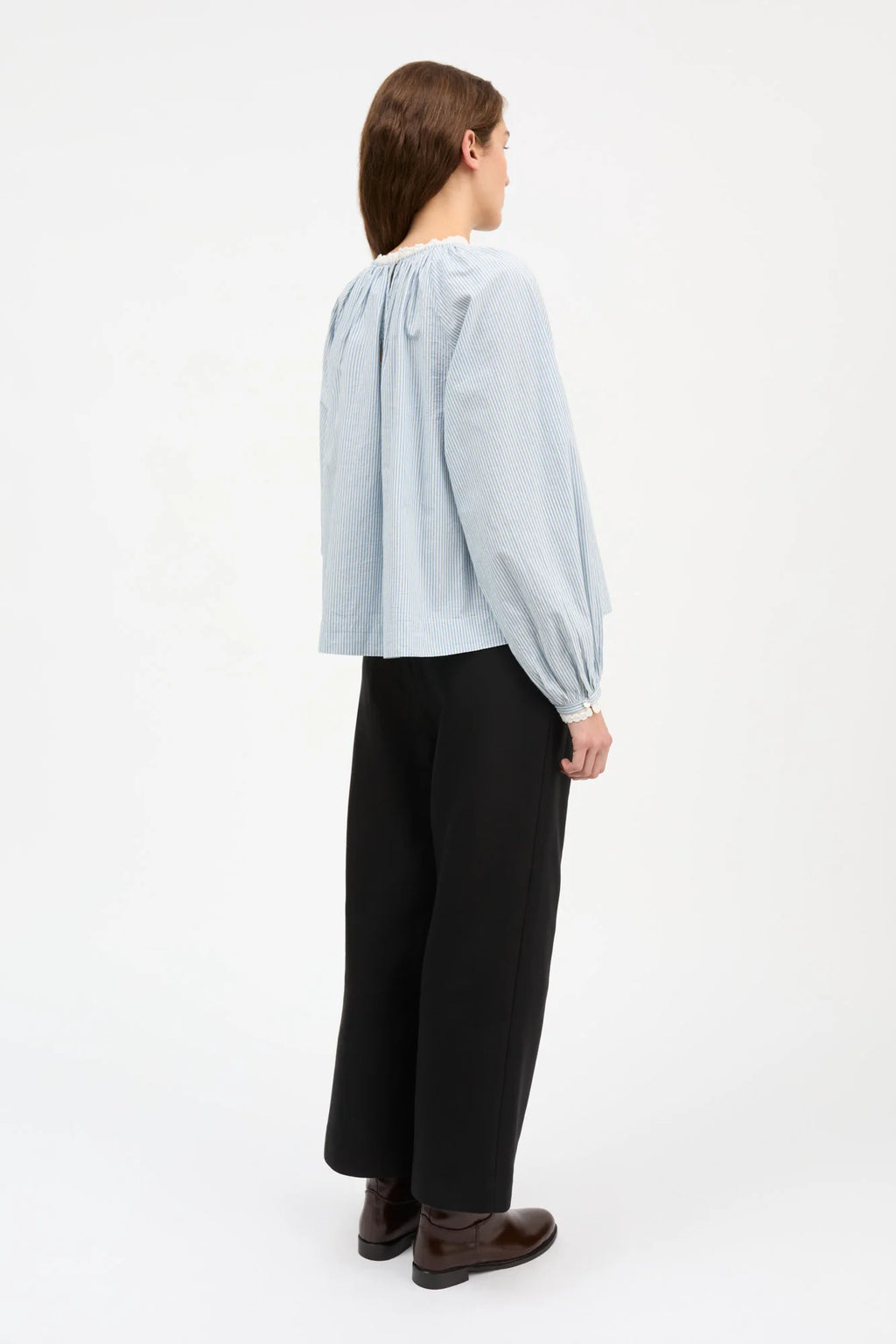 Skall Karlie Blouse in Light Blue/White