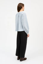 Skall Karlie Blouse in Light Blue/White