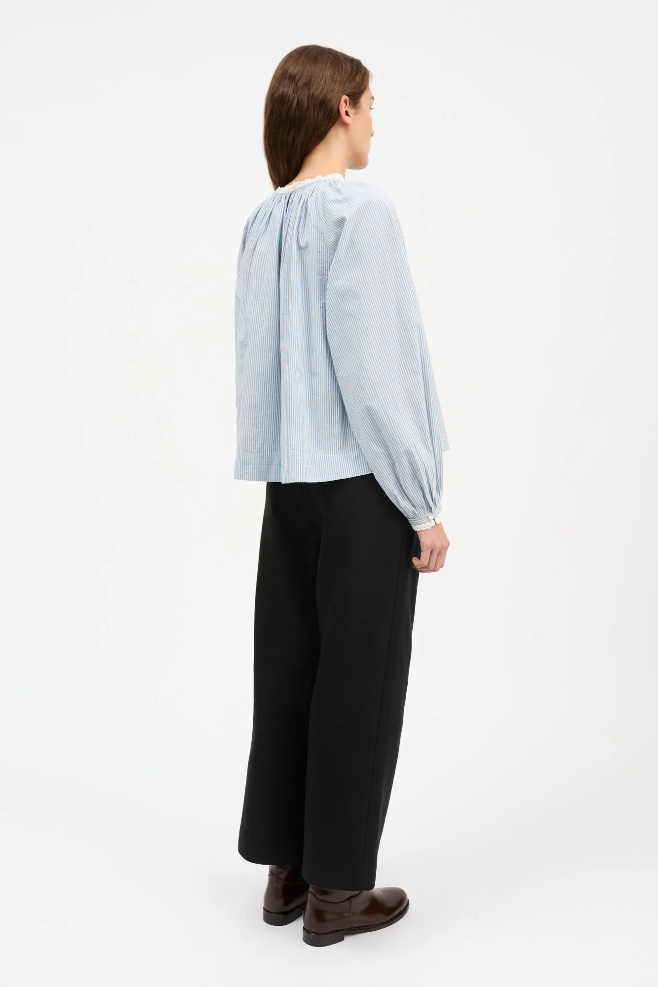 Skall Karlie Blouse in Light Blue/White