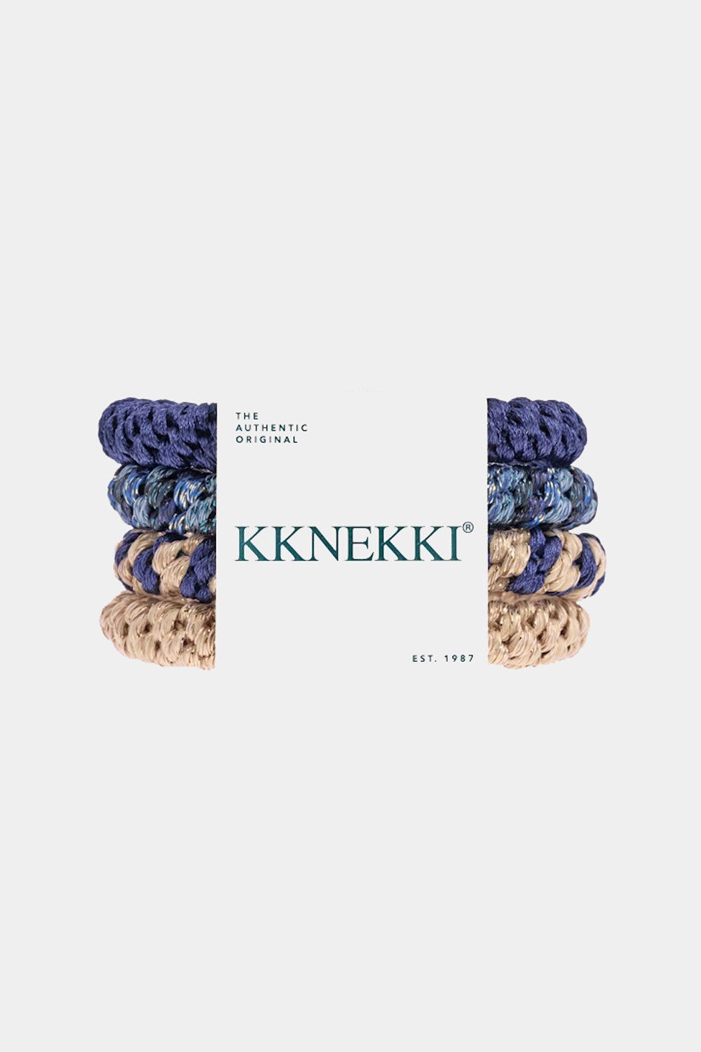 Kknekki Hair Tie Bundle 4 Pack in Navy/Beige Mix