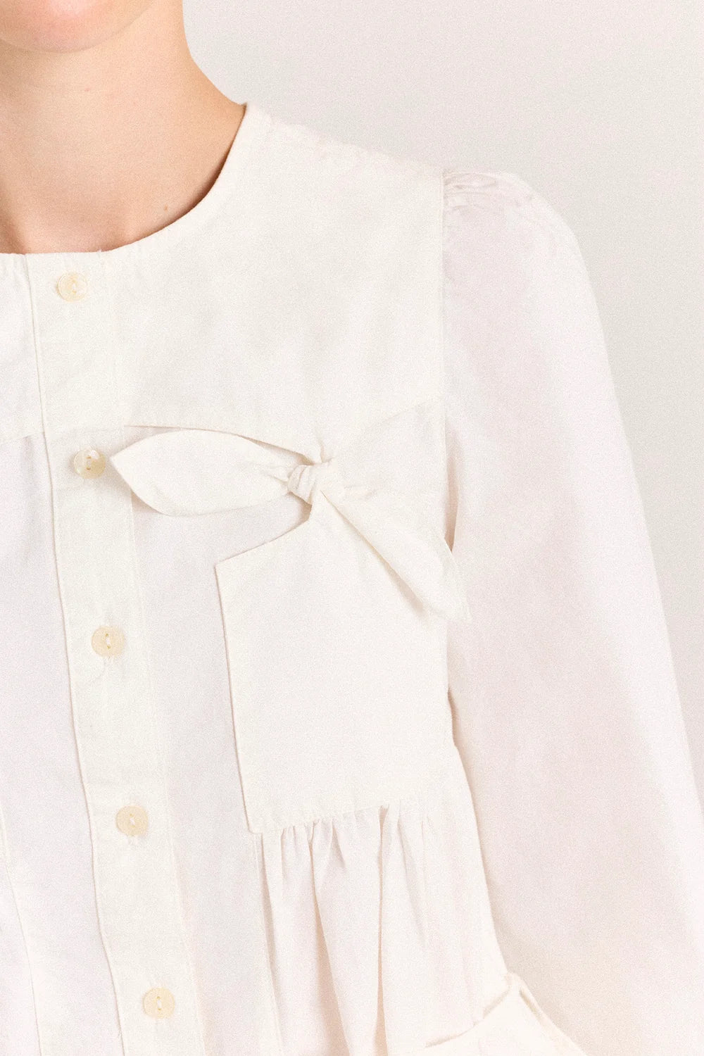 Damson Madder Lettie Bow Detail Blouse in White