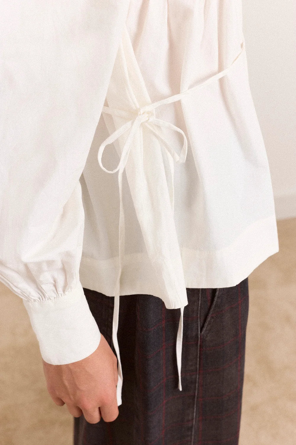 Damson Madder Lettie Bow Detail Blouse in White