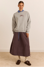 Damson Madder Local Fixers Graphic Sweat in Grey Marl